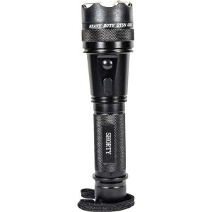 Shorty Stun Gun Flashlight 75 Million Volts, Compact 7.5 Inch Design, 4.7 Milliamps, Aircraft Aluminum, 120 Lumen LED, Rechargeable Lithium Battery, Nylon Holster and Wrist Strap Included